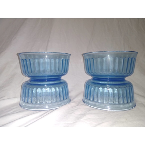 Set of 4 Ice blue forte crisa ribbed soup or salad bowls - Picture 2 of 6